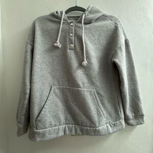 Gray Hooded Sweatshirt with Front Pocket